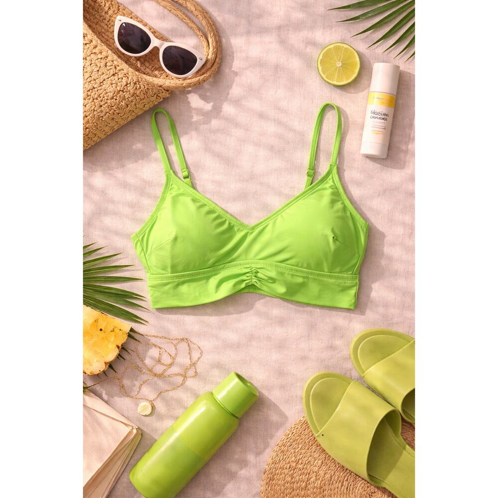 Aerie Women's Wireless Scoop Bikini Top Adjustable Straps Lime Green Size XS